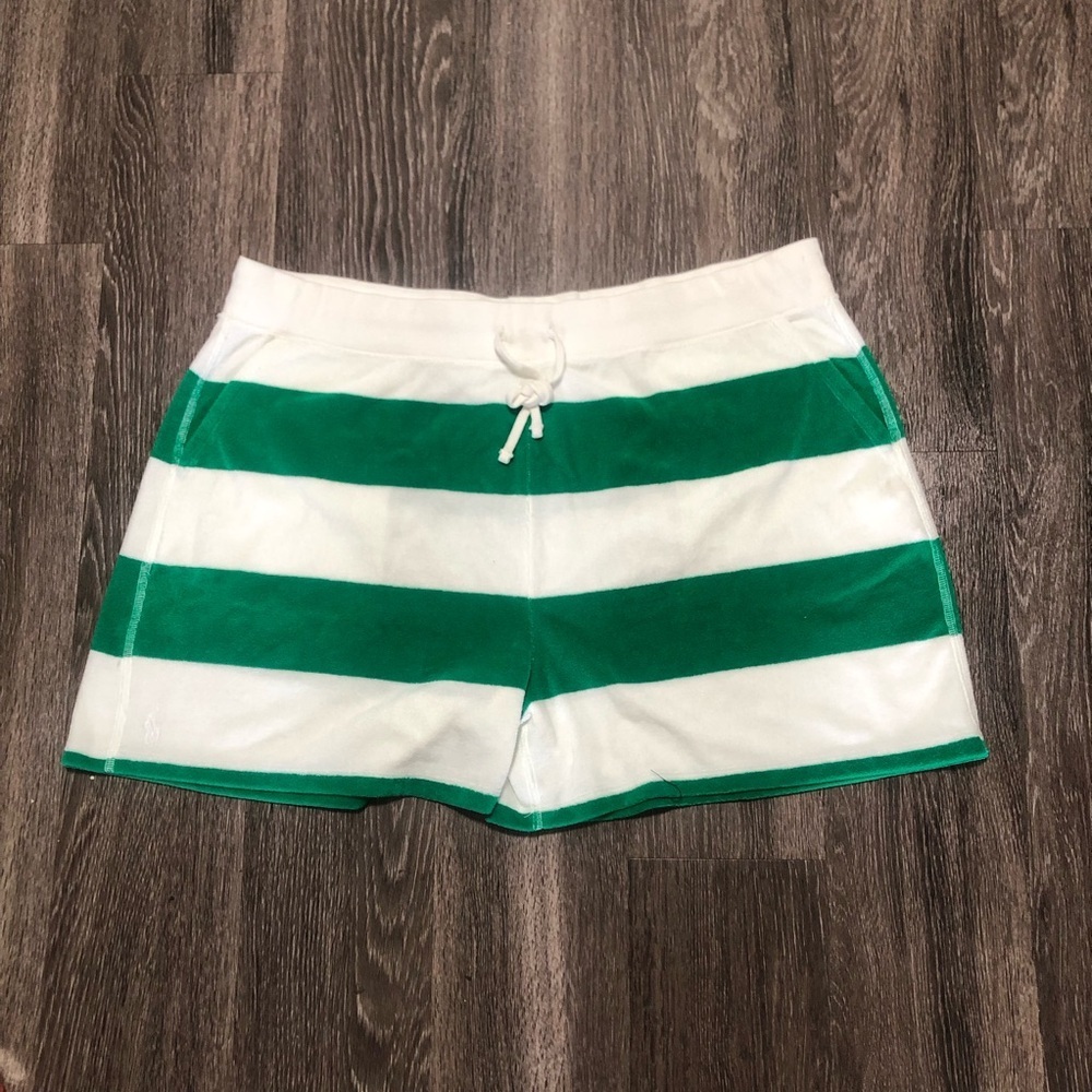 Polo Ralph Lauren Women’s Striped Terry Cloth Shorts Green White XXL